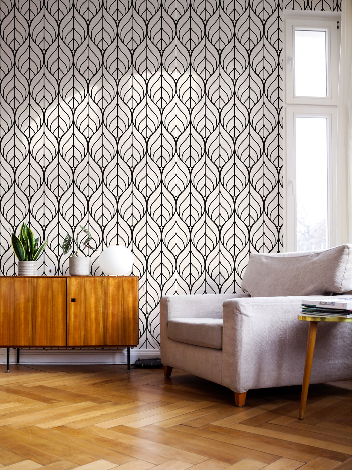 Minimalistic Retro Wallpaper Removable Wallpaper Peel and Etsy UK