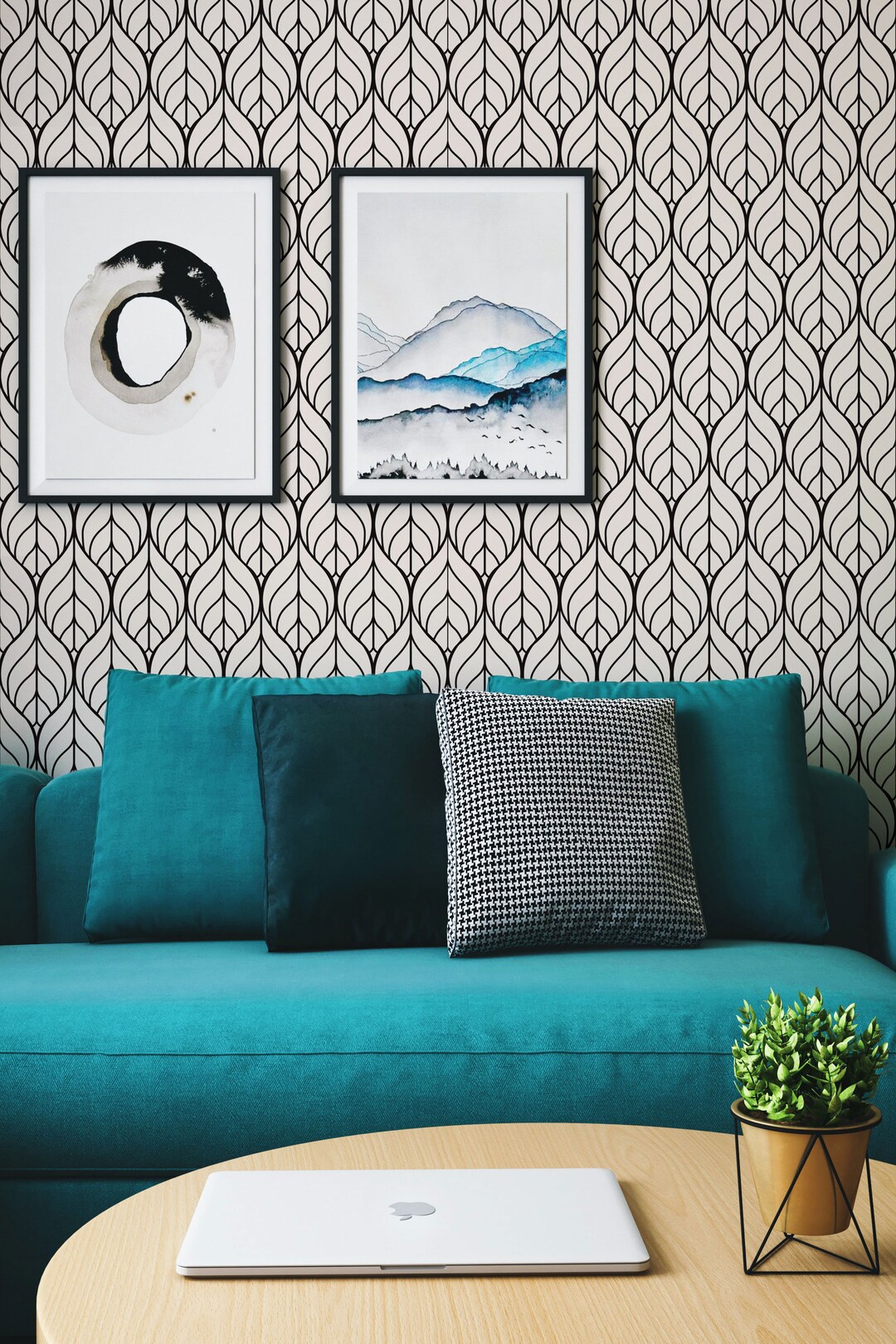 Minimalistic Retro Wallpaper - Removable Peel and Stick Wall Decor for ...