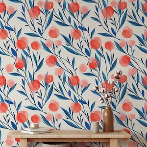 Carta da parati staccabile e adesiva Popy Flowers / Decorazioni e stampe floreali per la casa / Decorazioni facili da appendere alla parete