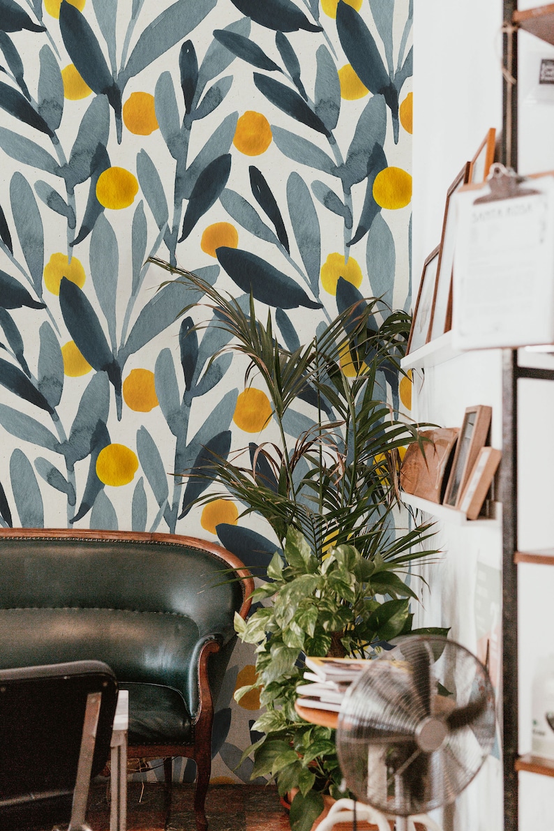 Paintet Orange Removable Wallpaper Scandinavian Wallpaper Etsy UK