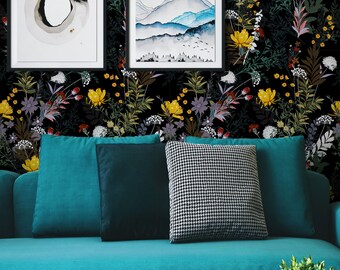 Dark Floral Wallpaper: Peel and Stick Wall Decor