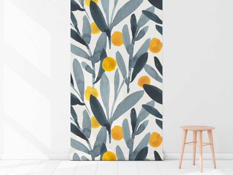 Paintet Orange Removable Wallpaper Scandinavian Wallpaper Etsy UK