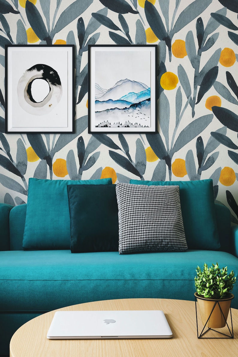 Paintet Orange Removable Wallpaper Scandinavian Wallpaper Etsy UK