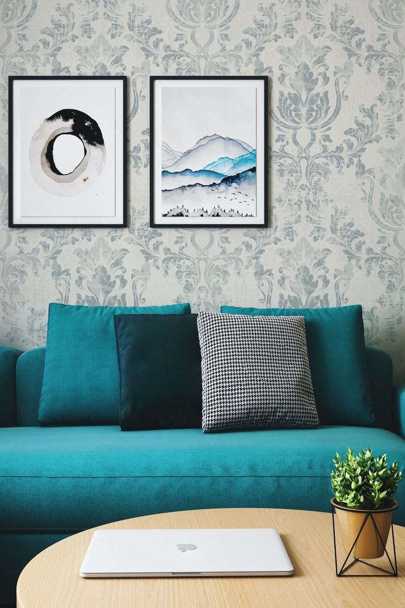 Vintage Damask Peel and Stick Wallpaper Removable Etsy