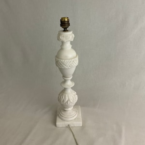 Large table lamp foot in sculpted alabaster old vintage 1960 1970 old French antique