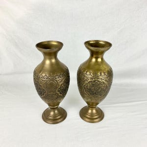 Pair of antique Louis style bronze brass vases vintage shabby chic French antique