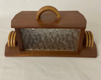 Caja de joyería galletas de caramelo vacío bolsillo viejo en madera y vidrio vintage shabby chic art nouveau art deco francés antiguo