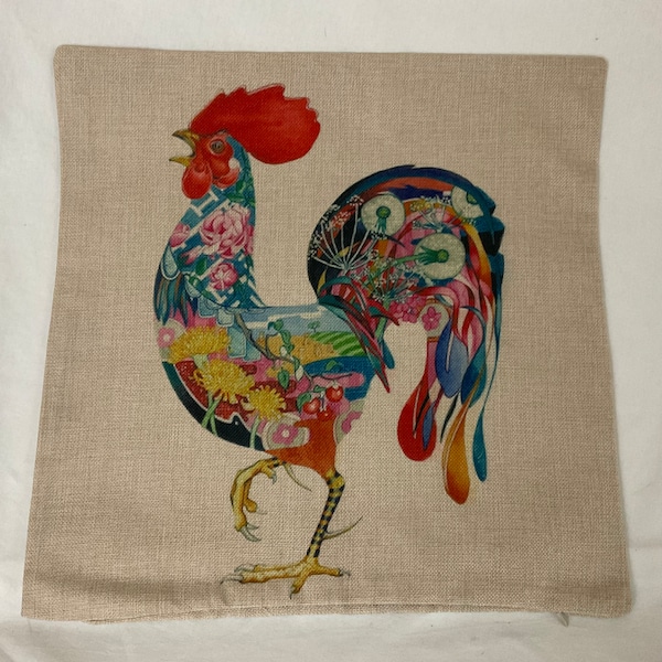 Housse de coussin ou oreiller décorative Monsieur fait son coq