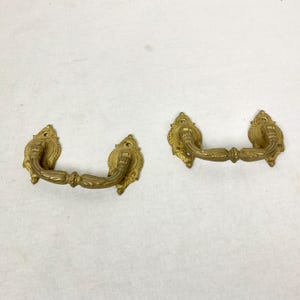 Pair of Louis XV Louis XVI Louis style bronze chest of drawer chest handles vintage shabby chic French antique