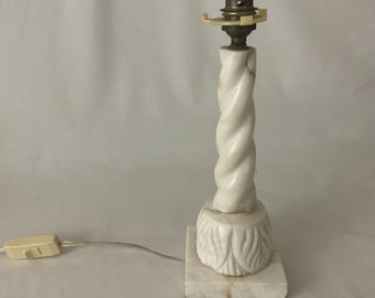 Table lamp base in old vintage carved alabaster 1960 1970 old French antique