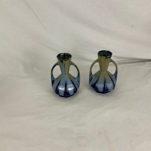 アルフォンス・ムートンのサイン入り、番号292のアンティーク陶器の花瓶のペア、ヴィンテージ シャビー シック