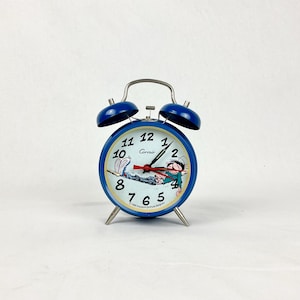 Vintage Corvair mekanisk väckarklocka, 1990, Franquin Dupuis Belgien, Gaston la Gaffe, vintage shabby chic