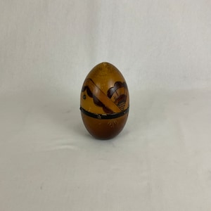 Secret box jewelry box egg shape wooden vintage art nouveau art deco handmade craft french antique