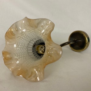 Vintage art deco style wall light, two-tone opaque glass globe gooseneck, accent light