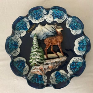 Wall light Ceramic dish holiday souvenir Chamonix French craftsmanship vintage fat lava unsigned