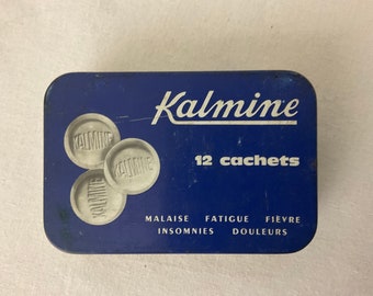 Boîte métallique Kalmine 12 cachets, vintage