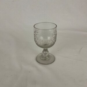 Decorated glass engraved frosted Souvenir of the Wedding Party made in France vintage 1800 1900 art nouveau art deco handmade