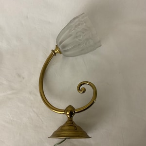 Vintage art deco style wall light, globe swan neck in opalescent white glass, accent light