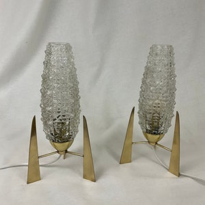 Pair of bedside lamps mid century modern french vintage style 1950 1960 Space age