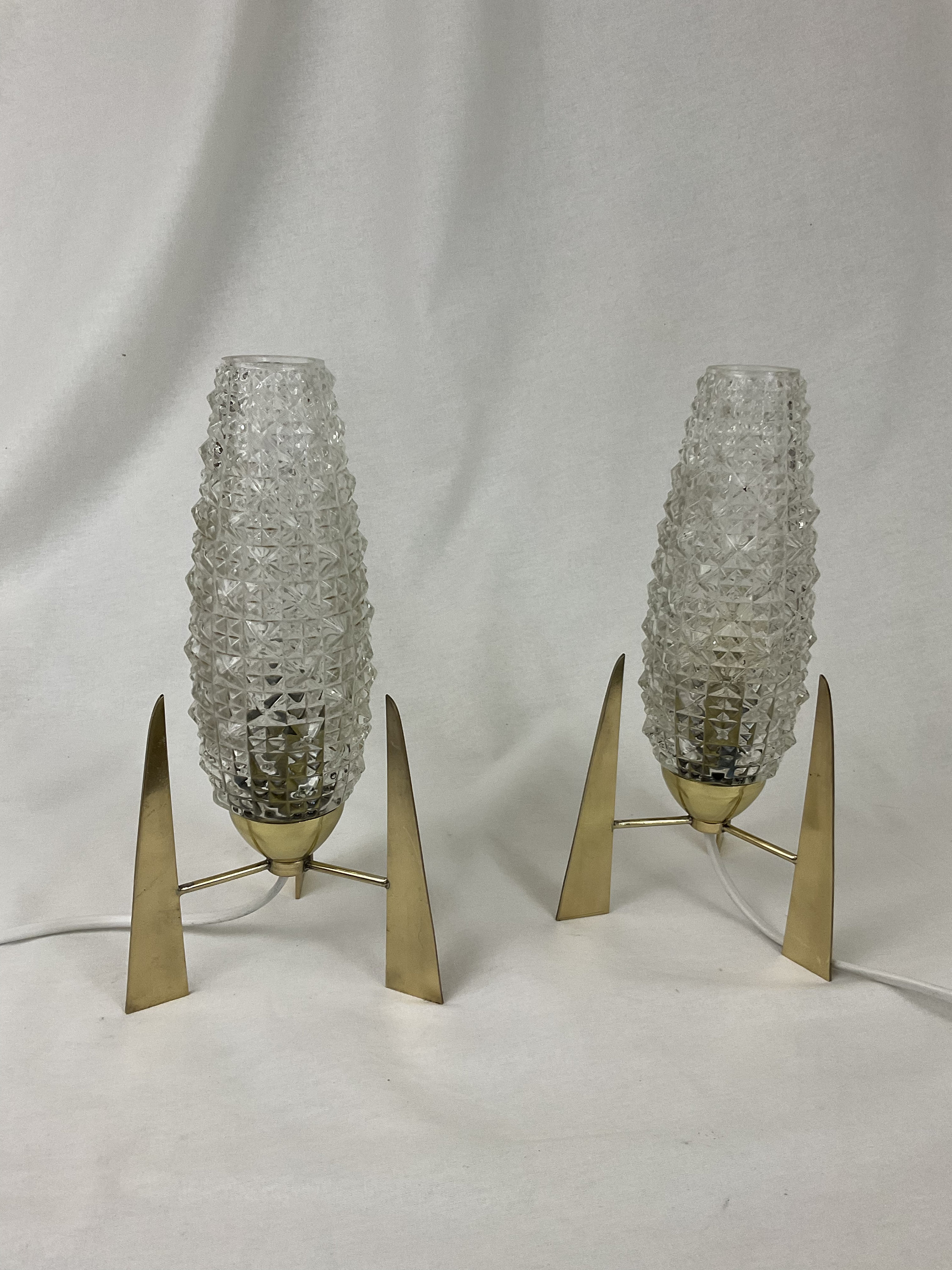 Pair of Bedside Lamps Mid Century Modern French Vintage Style 1950 1960