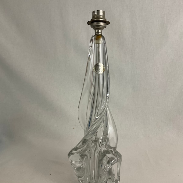 Pied de lampe en cristal torsade ancien vintage signée cristal Ile de france old french antique