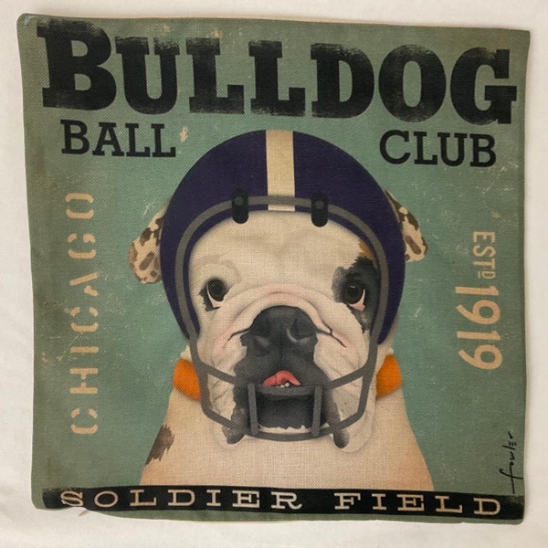 Housse de coussin ou oreiller décorative Bull dog Ball club