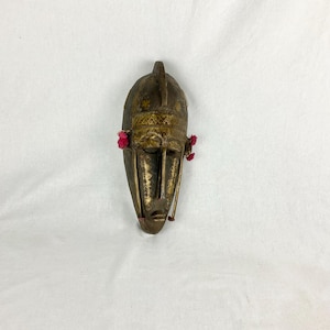 Malian African mask Warka Marka in wood and carved metal very old handmade vintage