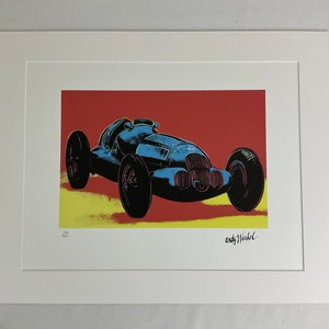 Andy Warhol (after) Mercedes W125 F1 blue lithograph, CMOA stamp