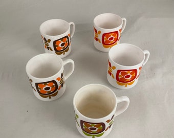 Tasse Arcopal Mobil Vintage - Déco Années 70 - Fleur Pop - Arts de la table