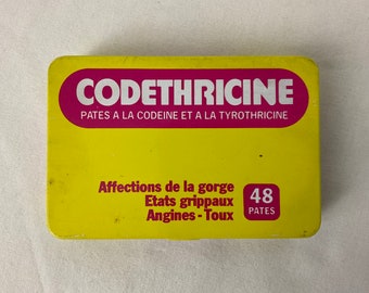 Boîte métallique ancienne comprimés Codethricine Laboratoire Larochette