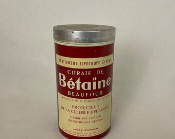 Boîte métallique ronde Citrate de Bétaïne Beaufour , vintage