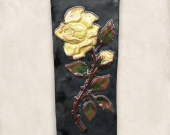Vintage Ceramic Pottery Wall Decoration White Rose