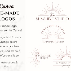 Premade Logo Sunshine Boho | Canva premade logos | Premade logos Canva | Canva digital product | Sunshine logo