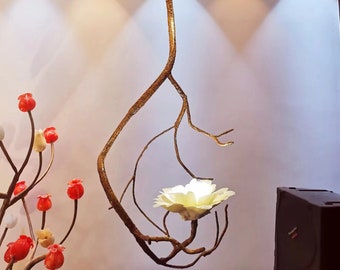 Nordic Natural Style Handcrafted Lotus Ceramic Flower Hanging Pendant Light Art Deco