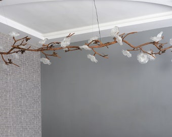 Lotus Leaf Branch Chandelier: 24-Light Artistic Hanging Pendant