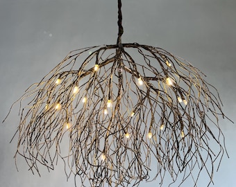 Lampadario con rami e radici per sala da pranzo e soggiorno, lampadario a sospensione per arredamento.