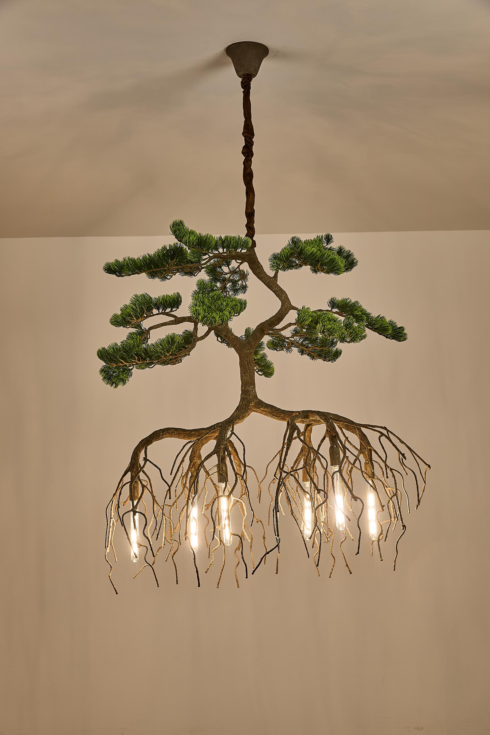 Sculptural Branch Root Chandelier With Artificial Leaves - Etsy