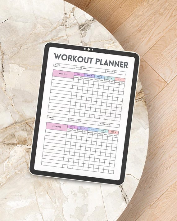 Colorful Clean Rainbow Fitness Log Workout Planner | Customizable Digital Download | Personalized Fitness Tracker
