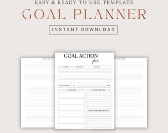Minimaler Tor-Aktionsplaner | Digitaler Download | Anpassbare Produktivitätsvorlage | Einfaches und effektives Planungswerkzeug