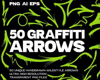 50 Real Graffiti Spray-Painted Arrows – Dripping Urban Street Art for Bold Designs