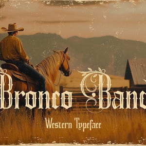 Bronco Bandit - Wild West Serif-lettertype | Scherp en gewaagd op cowboys geïnspireerd lettertype voor westerse, vintage, rustieke en antieke designprojecten