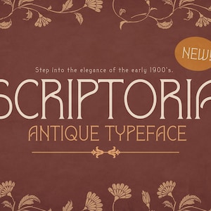 Scriptoria : élégante police de caractères antique des années 1900, empattement classique, police intemporelle pour les logos, les invitations et les marques (Cricut, Procreate, Canva)