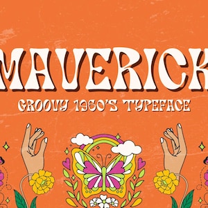 Maverick – Groovy 1960&#39;s Retro Font | Psychedelic Hippie Typeface for Posters, Logos & Stickers. (Canva Font, Cricut Font, Procreate Font)