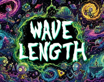 Longueur d'onde - Police expérimentale | Police Lightning, police Rick et Morty, police Trippy, police Acid, police psychédélique. Téléchargement instantané.