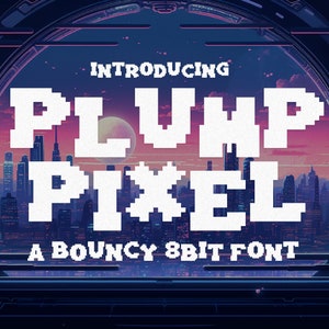 Plump Pixel - Bouncy 8Bit Font | Gaming Fonts | 1980s Font | Procreate Font | Computer Font | 8bit Font | Pixel Font | Programming Font