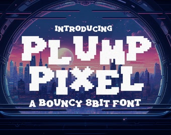 Plump Pixel - Fuente de 8 bits dinámica / Fuentes para juegos / Fuente de los 80 / Fuente para Procreate / Fuente para ordenador / Fuente de 8 bits / Fuente de píxeles / Fuente para programación