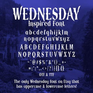 Wednesday Show Gothic Font | Cricut Font, Halloween Font, Addams Family Font, Procreate Font, Canva, Procreate. Instant Download!