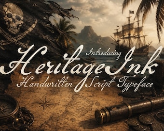 Heritage Ink – Vintage handskrivet typsnitt för historiska designer, antika brev, logotyper och varumärkesbyggande. Pirat medeltida