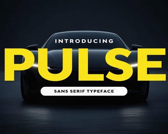 Pulse - Bold Racing Font | Thick Font, Bold Font, Modern Font, Font Bundle, Font, Racing Font, Retro Font, Commercial Fonts, Sports Font