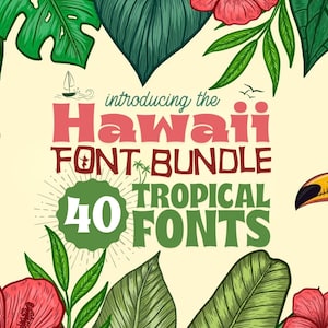 Hawaii Font Bundle – 71 Tropical Fonts for Aloha Summer Designs | Perfect for Branding, Menus, and Posters (instant Download)